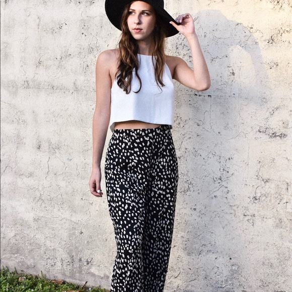 Spotted Black Wide Leg Pants - Picture 3 of 4